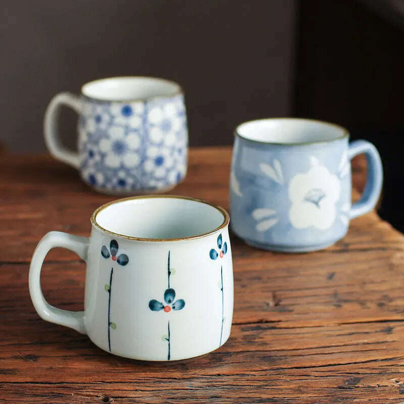 Ceramic Mug Japanese Style Hand-painted Tea Mugs Home Drinking Cup Coffee Mug TeaCup Office Water Cup Kitchen Drinking Tool - KIMLUD