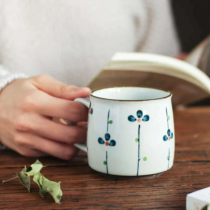Ceramic Mug Japanese Style Hand-painted Tea Mugs Home Drinking Cup Coffee Mug TeaCup Office Water Cup Kitchen Drinking Tool - KIMLUD