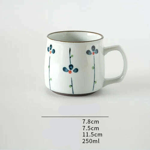 Ceramic Mug Japanese Style Hand-painted Tea Mugs Home Drinking Cup Coffee Mug TeaCup Office Water Cup Kitchen Drinking Tool - KIMLUD