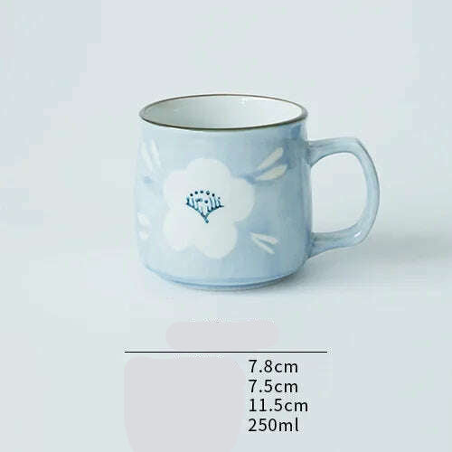 Ceramic Mug Japanese Style Hand-painted Tea Mugs Home Drinking Cup Coffee Mug TeaCup Office Water Cup Kitchen Drinking Tool - KIMLUD