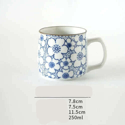 Ceramic Mug Japanese Style Hand-painted Tea Mugs Home Drinking Cup Coffee Mug TeaCup Office Water Cup Kitchen Drinking Tool - KIMLUD
