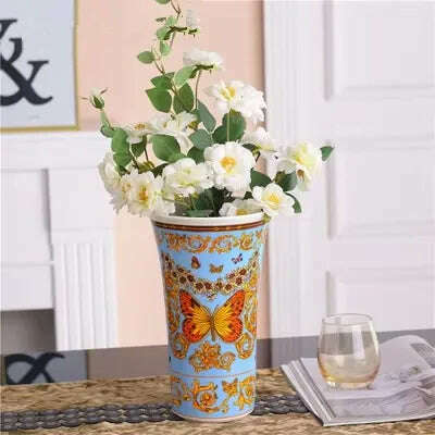 KIMLUD, Ceramic Tabletop Vase Porcelain Bone China Flower Vessel Wedding Gifts Presents Box Packaging Home Ornament Decoration Luxury, Style A06, KIMLUD Womens Clothes
