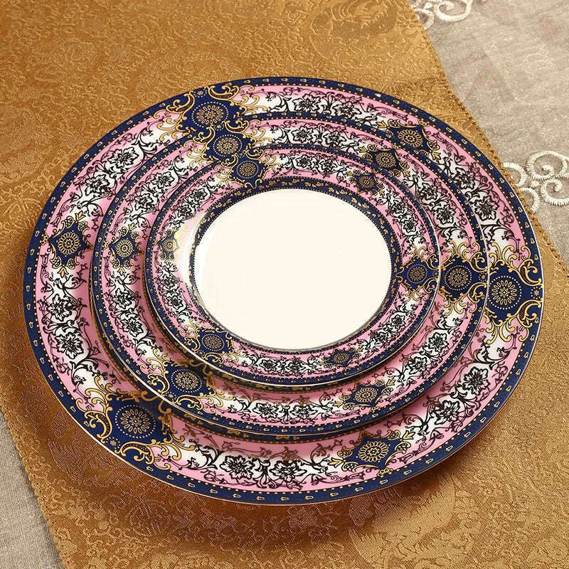 KIMLUD, Ceramics Dinner Plate Steak Plate Breakfast Container Snacks Dish Gift Box Wedding Gift 10/8 Inches Kitchen Utensils Fruit Plate, KIMLUD Womens Clothes