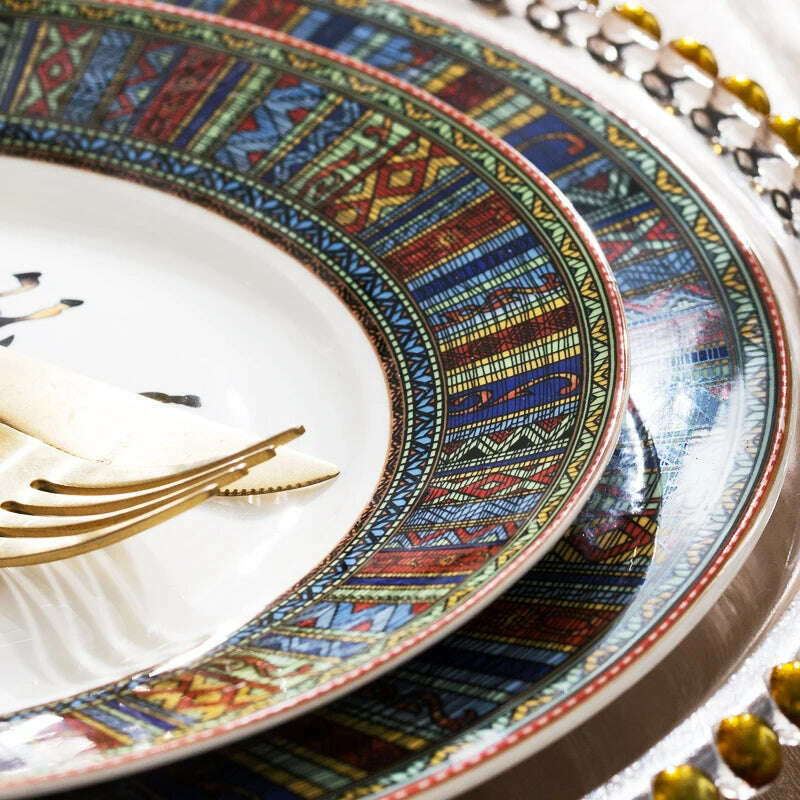 KIMLUD, Ceramics Dinner Plate Steak Plate Breakfast Container Snacks Dish Gift Box Wedding Gift 10/8 Inches Kitchen Utensils Fruit Plate, KIMLUD Womens Clothes