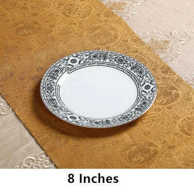 KIMLUD, Ceramics Dinner Plate Steak Plate Breakfast Container Snacks Dish Gift Box Wedding Gift 10/8 Inches Kitchen Utensils Fruit Plate, Style 6, KIMLUD Womens Clothes