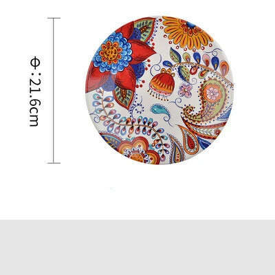 KIMLUD, Ceramics Dinner Plate Steak Plate Fresh Fruit Salad Container Snacks Dish Wedding Gift 8.5 Inches Kitchen Utensils Plates, Style 4, KIMLUD Womens Clothes