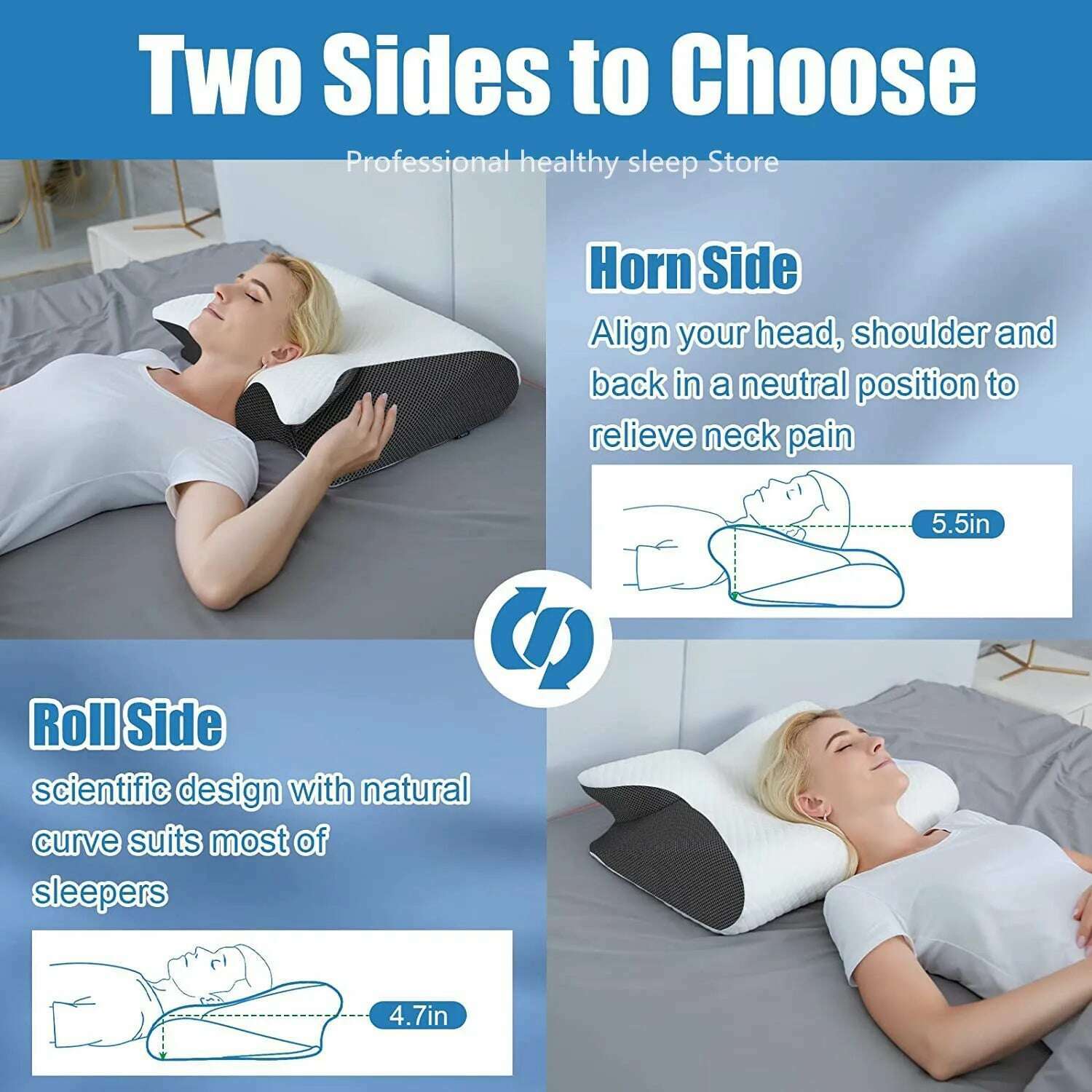 KIMLUD, Cervical Memory Foam Pillow Contour Pillow for Neck and Shoulder Pain Orthopedic Sleep Neck Contour Pillow for Side Sleeping, KIMLUD Women's Clothes