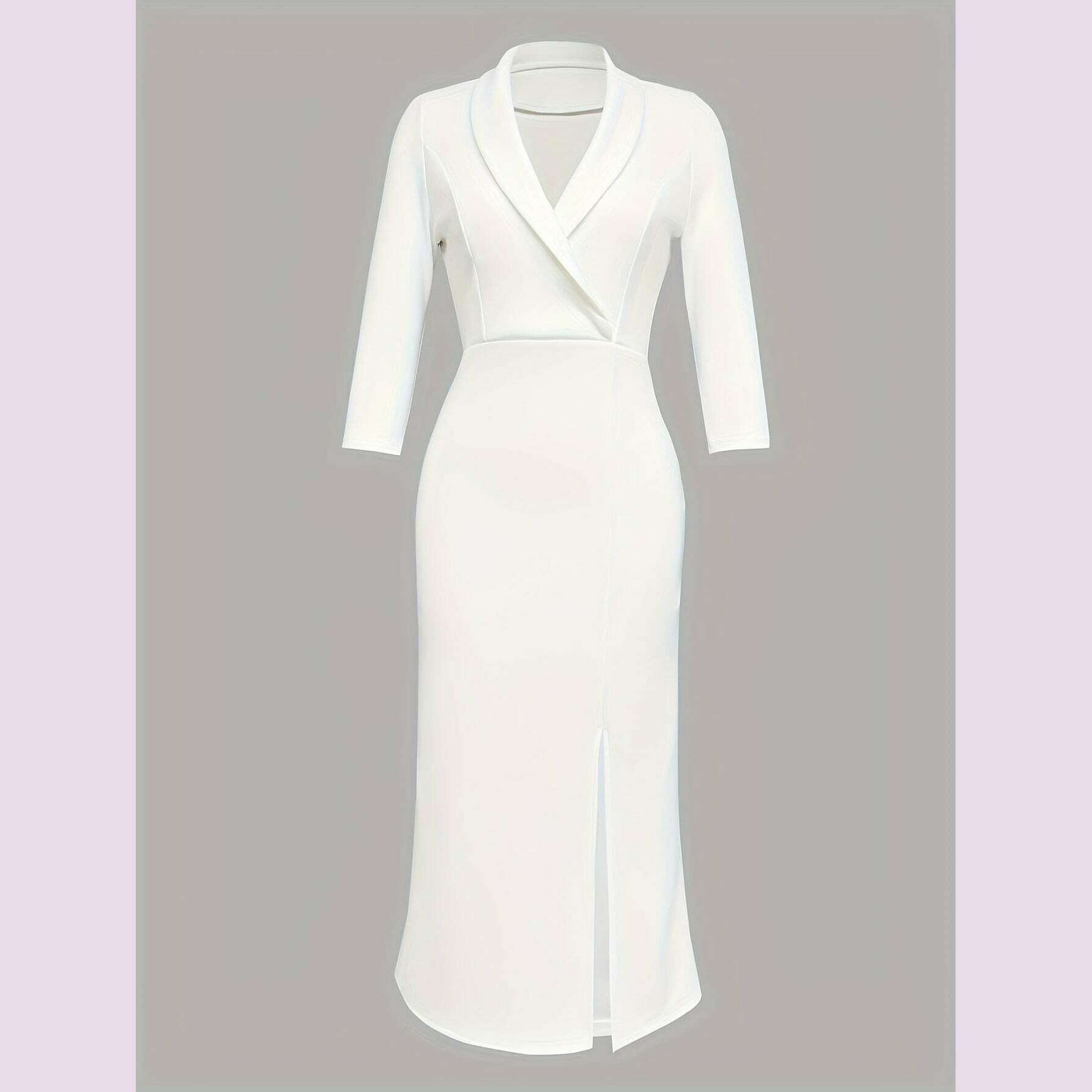 elegant-womens-bodycon-dress---long-sleeve-v-neck-with-belt-high-low-hem-stretchy-polyester-blend-solid-color-perfect-for-all-seasons-versatile-fashion-belted-waist-dress-glossy-texturekimlud-womens-fashion-34625514