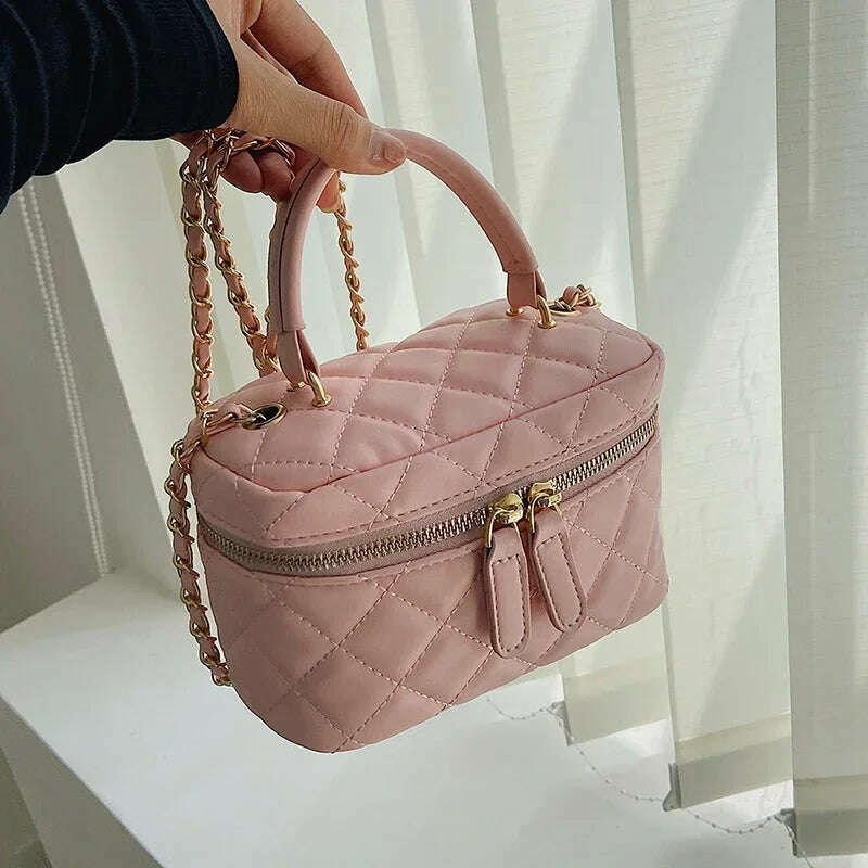 KIMLUD, Chain Sewing Thread Zipper Fashionable Pu Women's Shoulder Bag 2024 New Summer Women's Handbag Hot Selling Box Crossbody Bag, KIMLUD Womens Clothes