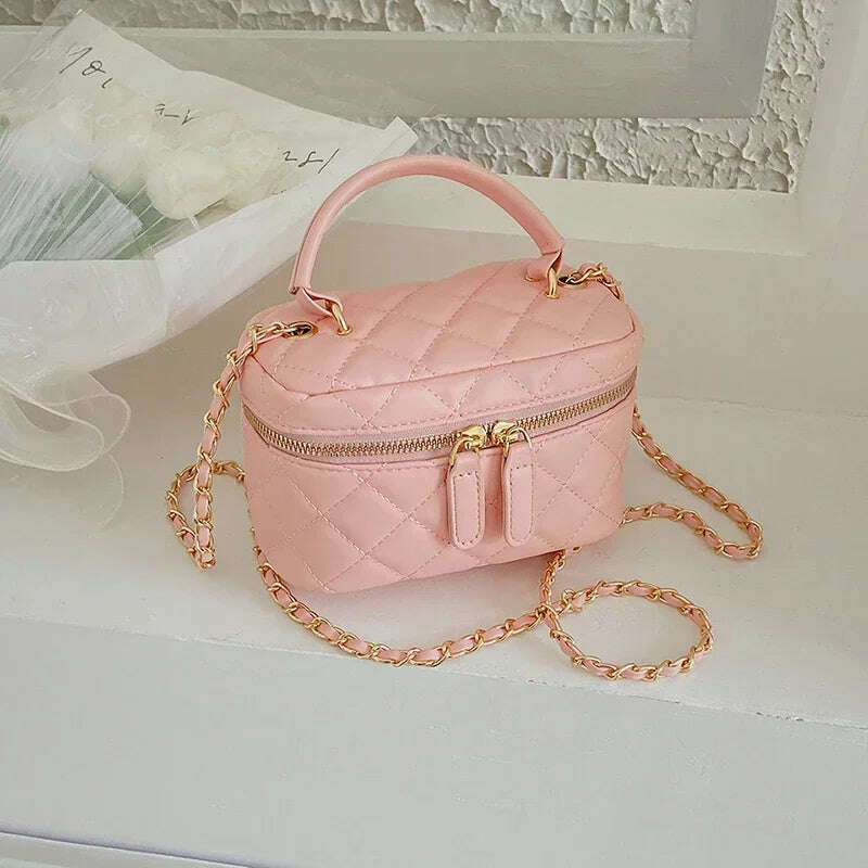 KIMLUD, Chain Sewing Thread Zipper Fashionable Pu Women's Shoulder Bag 2024 New Summer Women's Handbag Hot Selling Box Crossbody Bag, KIMLUD Womens Clothes