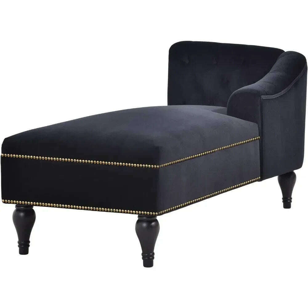 KIMLUD, Chaise longue velvet chaise longue, tufted right armchair with buttons, massage chaise longue, Sleeper lounge sofa, black, Black / United States, KIMLUD Womens Clothes