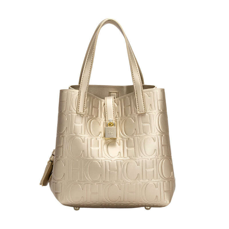KIMLUD, CHCH Women's Tote Bag New Steel Embossed Handheld Bun Mother Shopping Bag, KIMLUD Womens Clothes