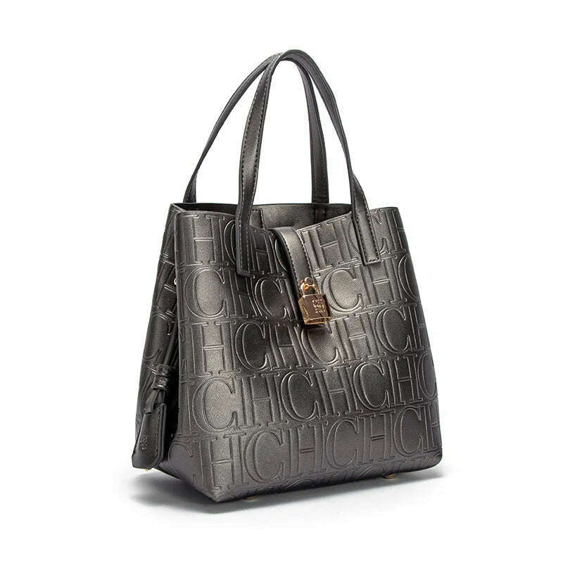 KIMLUD, CHCH Women's Tote Bag New Steel Embossed Handheld Bun Mother Shopping Bag, KIMLUD Womens Clothes