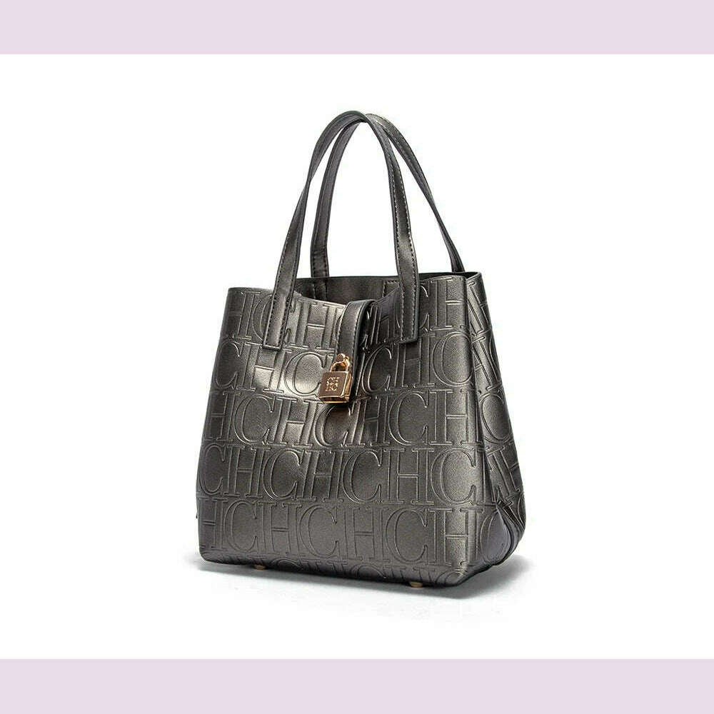 KIMLUD, CHCH Women's Tote Bag New Steel Embossed Handheld Bun Mother Shopping Bag, KIMLUD Womens Clothes