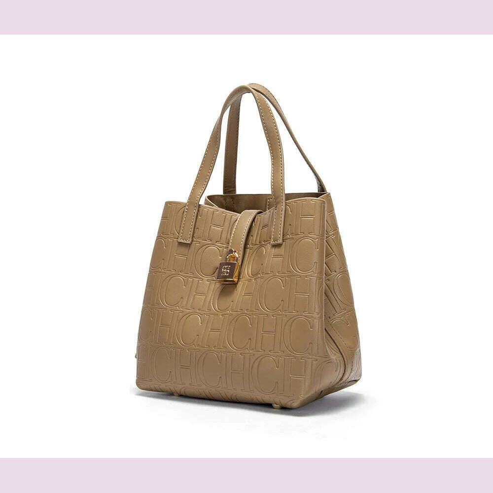 KIMLUD, CHCH Women's Tote Bag New Steel Embossed Handheld Bun Mother Shopping Bag, KIMLUD Womens Clothes