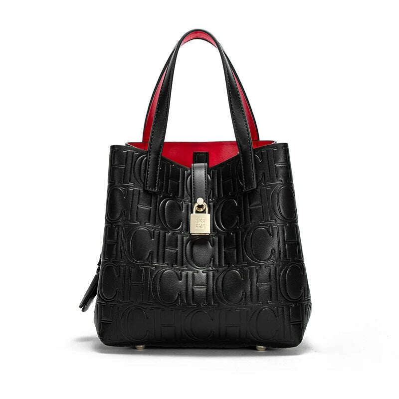 KIMLUD, CHCH Women's Tote Bag New Steel Embossed Handheld Bun Mother Shopping Bag, black, KIMLUD APPAREL - Womens Clothes