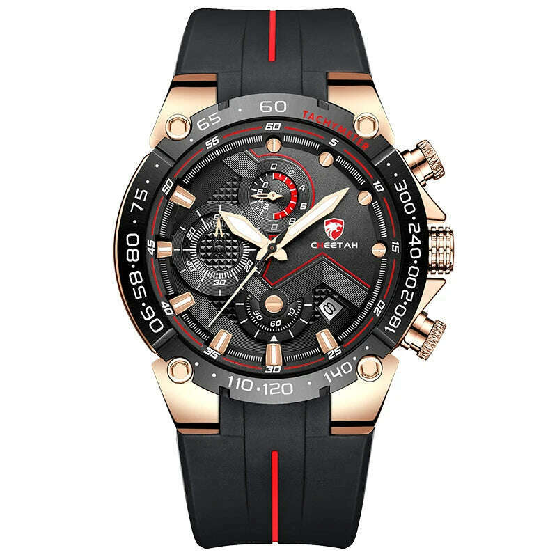 KIMLUD, CHEETAH New Watches Mens Luxury Brand Big Dial Watch Men Waterproof Quartz Wristwatch Sports Chronograph Clock Relogio Masculino, Rose Gold Black, KIMLUD Women's Clothes