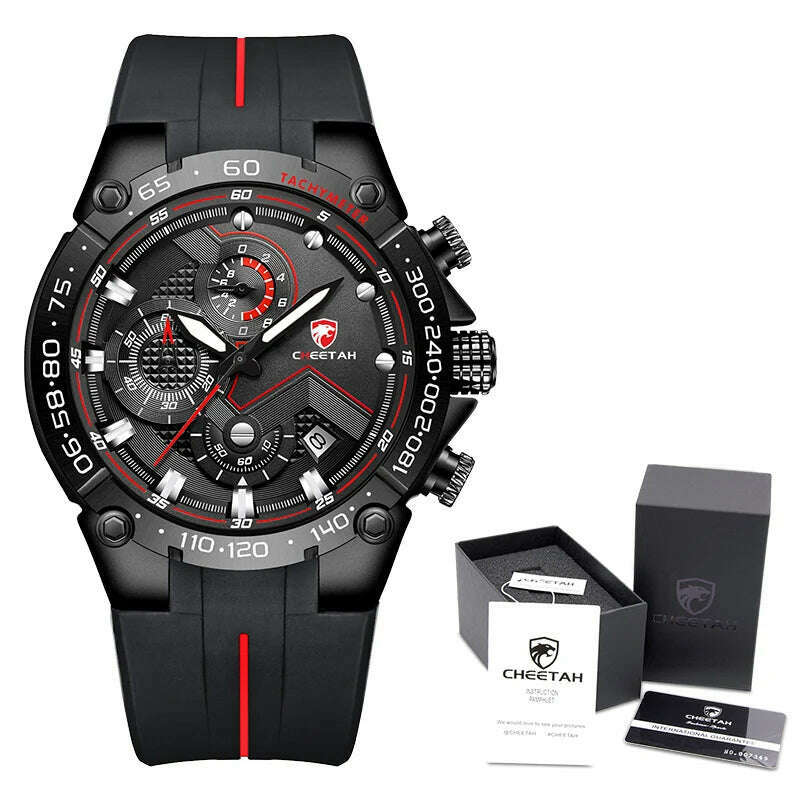 KIMLUD, CHEETAH New Watches Mens Luxury Brand Big Dial Watch Men Waterproof Quartz Wristwatch Sports Chronograph Clock Relogio Masculino, B R B Box, KIMLUD Women's Clothes