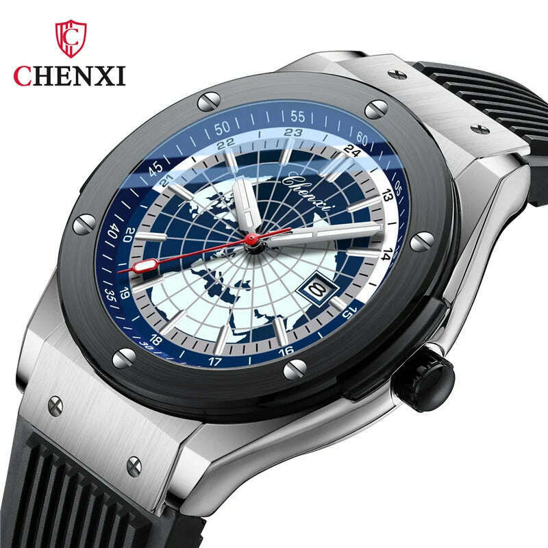 CHENXI 82442 Men's Quartz Watch Casual Unique Sport Watches Brand World Map Military Waterproof Male Wrist Watches Clock Gift - KIMLUD