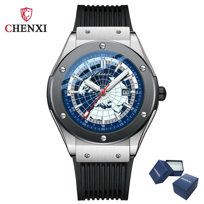 CHENXI 82442 Men's Quartz Watch Casual Unique Sport Watches Brand World Map Military Waterproof Male Wrist Watches Clock Gift - KIMLUD