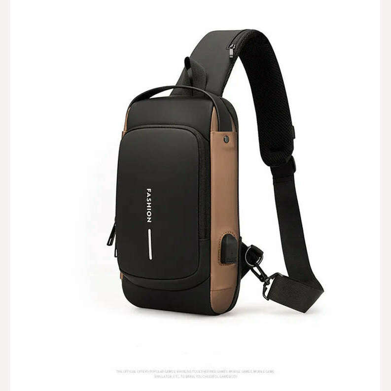 KIMLUD, Chest Bag for Men Crossbody Bag Waterproof USB Shoulder Bag Anti-Theft Travel Messenger Chest Sling Pack Fashion Luxury Designer, 2, KIMLUD Women's Clothes