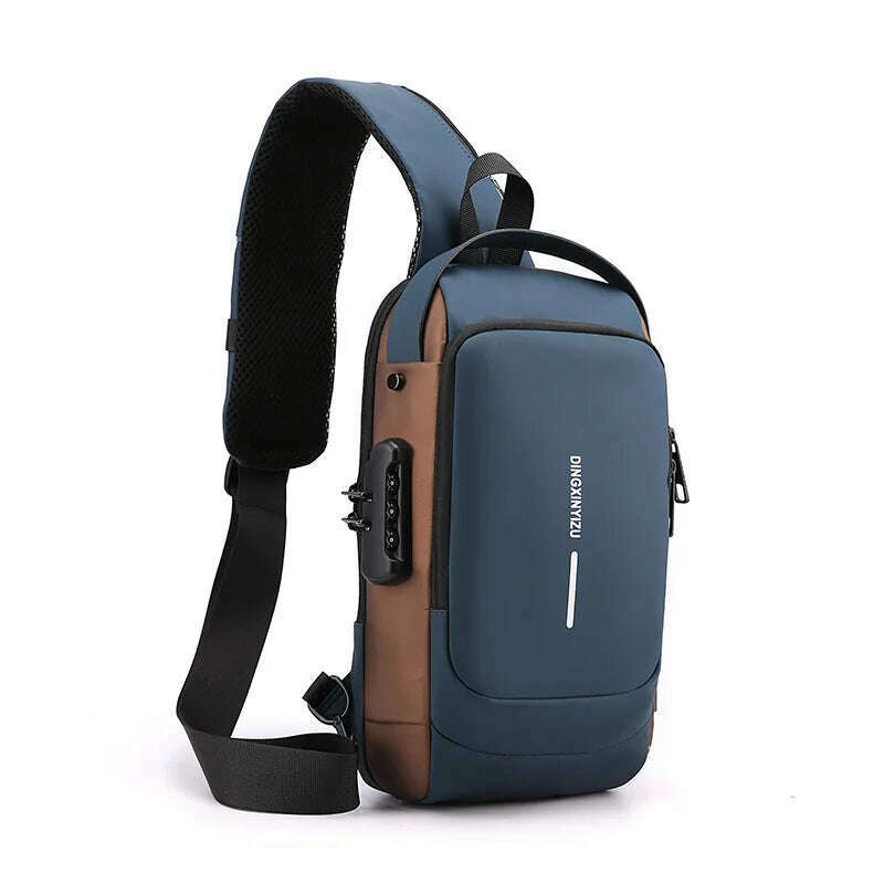 KIMLUD, Chest Bag for Men Crossbody Bag Waterproof USB Shoulder Bag Anti-Theft Travel Messenger Chest Sling Pack Fashion Luxury Designer, 4, KIMLUD Women's Clothes