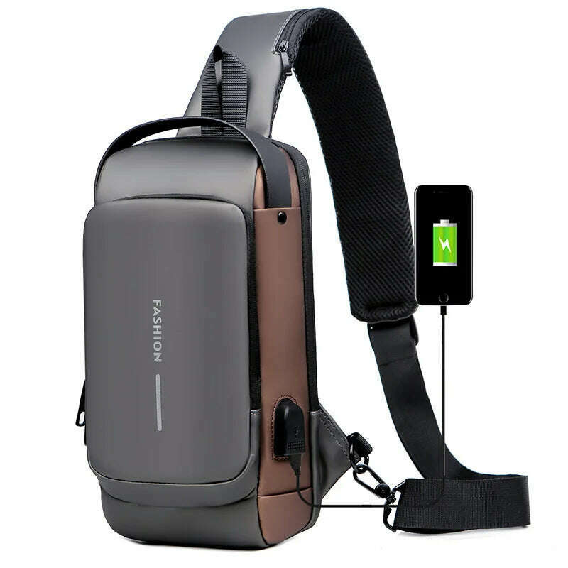 KIMLUD, Chest Bag for Men Crossbody Bag Waterproof USB Shoulder Bag Anti-Theft Travel Messenger Chest Sling Pack Fashion Luxury Designer, 1, KIMLUD Women's Clothes