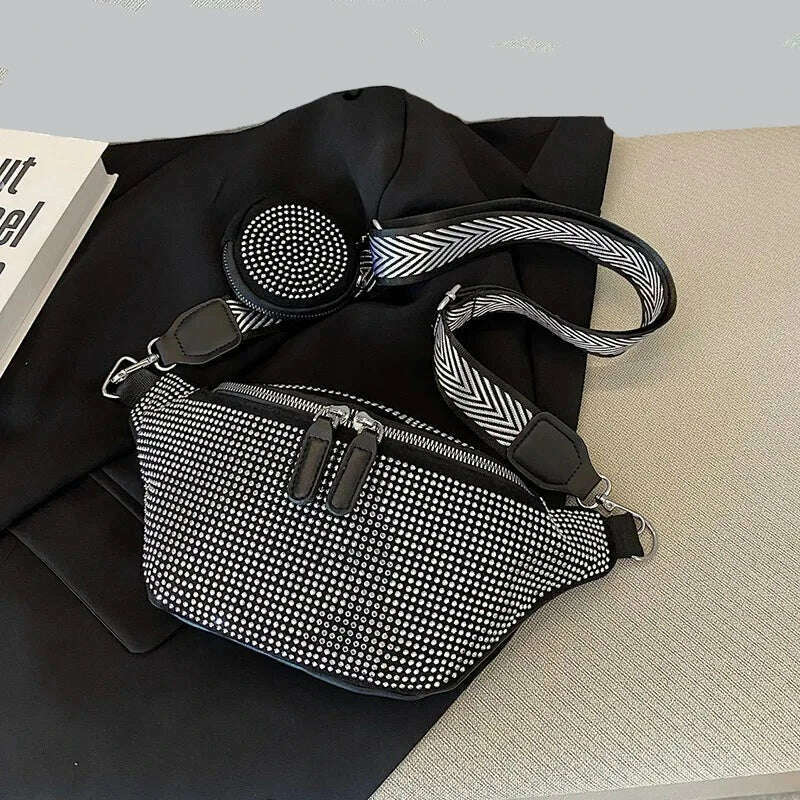 KIMLUD, Chest Bags For Women Casual Travel Crossbody Shoulder Bag Fashion Rivet Waist Pack Leisure Luxury Designer Handbag Femael Bags, KIMLUD Women's Clothes