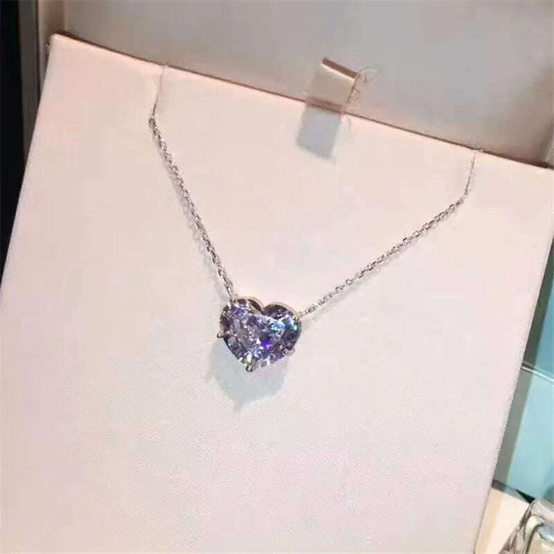 choucong Big Heart Pendant 15mm AAAAA Zircon cz Real 925 Sterling silver Party Wedding Pendant Necklace for women Bridal jewelry - KIMLUD