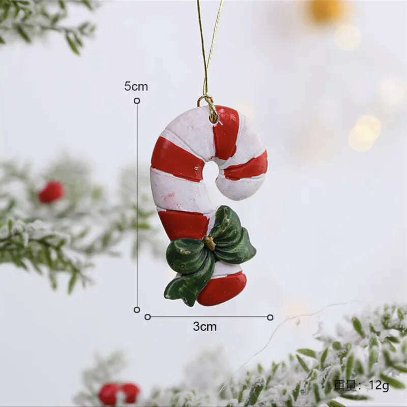KIMLUD, Christmas Santa Snowman Gingerbread Man Resin Pendant Christmas Tree Decoration Ornaments DIY Kids Toys Noel Navidad Kerst 2023, E-3, KIMLUD APPAREL - Womens Clothes