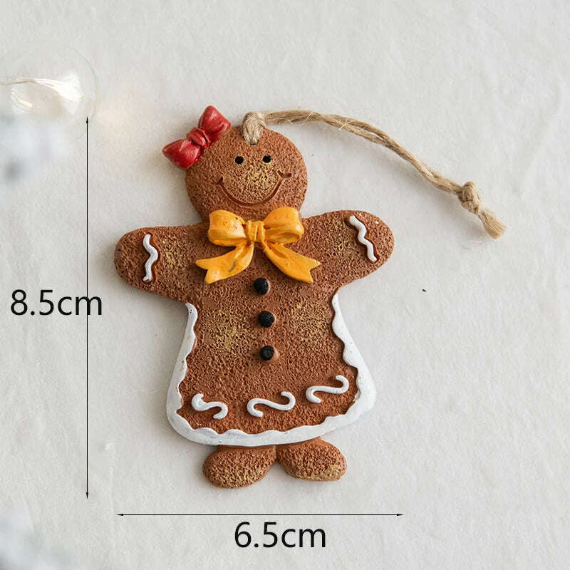 KIMLUD, Christmas Santa Snowman Gingerbread Man Resin Pendant Christmas Tree Decoration Ornaments DIY Kids Toys Noel Navidad Kerst 2023, H-4, KIMLUD APPAREL - Womens Clothes