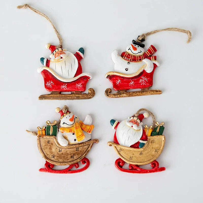 KIMLUD, Christmas Santa Snowman Gingerbread Man Resin Pendant Christmas Tree Decoration Ornaments DIY Kids Toys Noel Navidad Kerst 2023, KIMLUD Womens Clothes