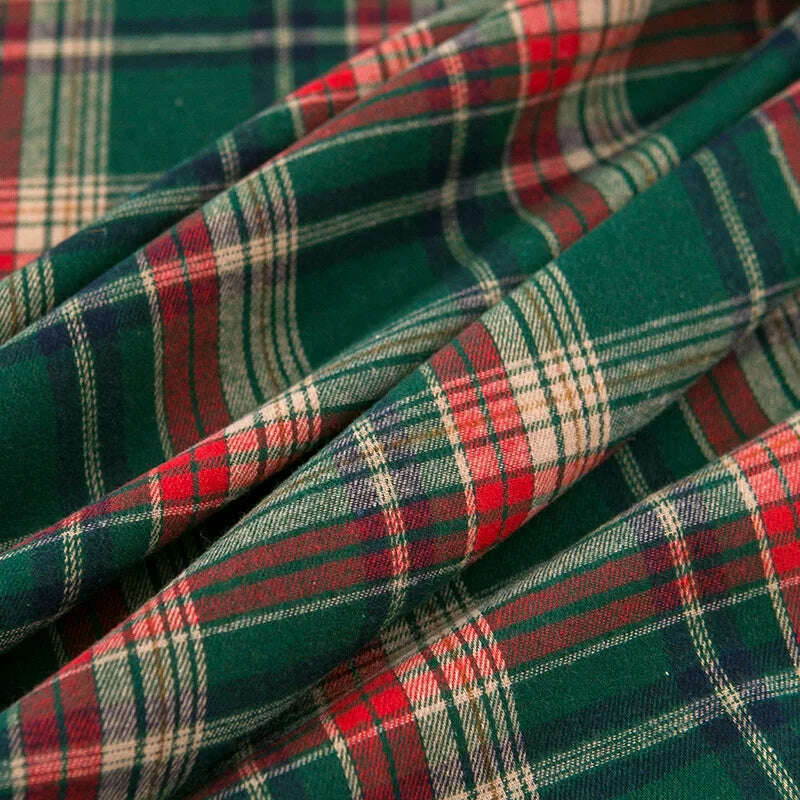 Christmas Tablecloth Green Plaid 2024 New Year Table Cover Family Gathering Restaurant Photo Atmosphere Party Home Decorations - KIMLUD
