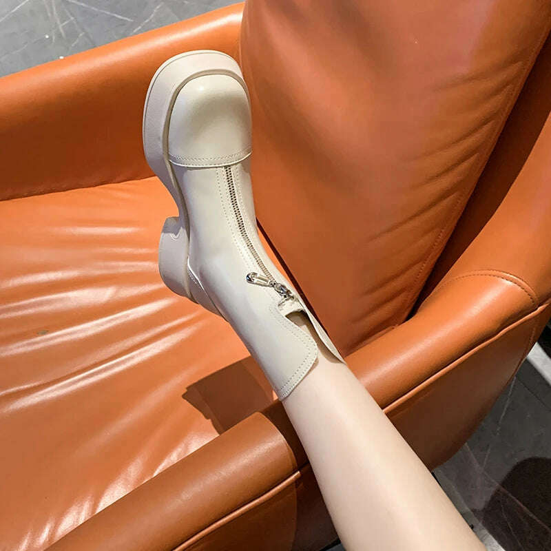 KIMLUD, Chunky Crystal Zipper Chelsea Boots Women Shoes 2023 New Winter Designer Fashion Ankle Boots Snow Punk Goth Gladiator Lady Shoes, KIMLUD Womens Clothes