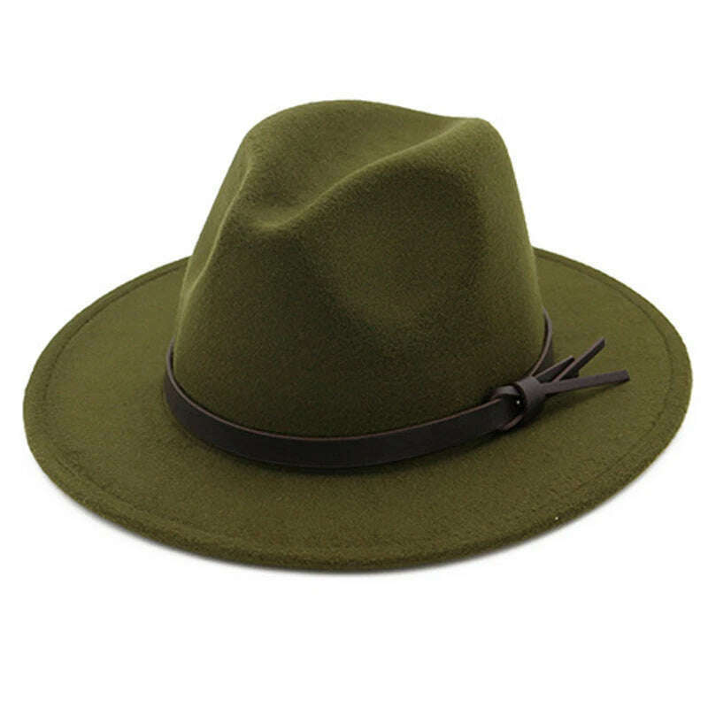 KIMLUD, Church winter Hats For Women Bucket caps Soft Vintage Wide Brim Wool Felt Bowler Fedora Hat Floppy Cloche Women&#39;s Large Cap, Army Green / XXL, KIMLUD Womens Clothes