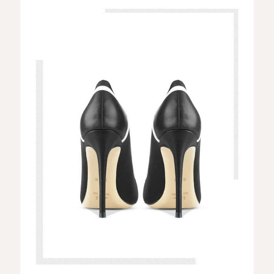 Classic Brand Genuine Leather Women's Mixed color bow High Heels Fashionable Pointed Pumps Comfortable Party Stiletto Shoes - KIMLUD