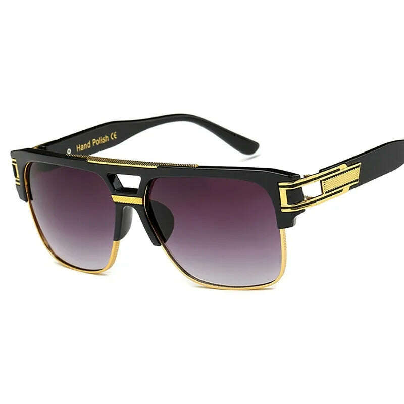 Classic Luxury Men Sunglasses Glamour Fashion Brand Sun Glasses For Women Mirrored Retro Vintage Square Designer Shades - KIMLUD