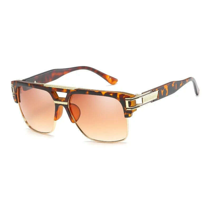 Classic Luxury Men Sunglasses Glamour Fashion Brand Sun Glasses For Women Mirrored Retro Vintage Square Designer Shades - KIMLUD