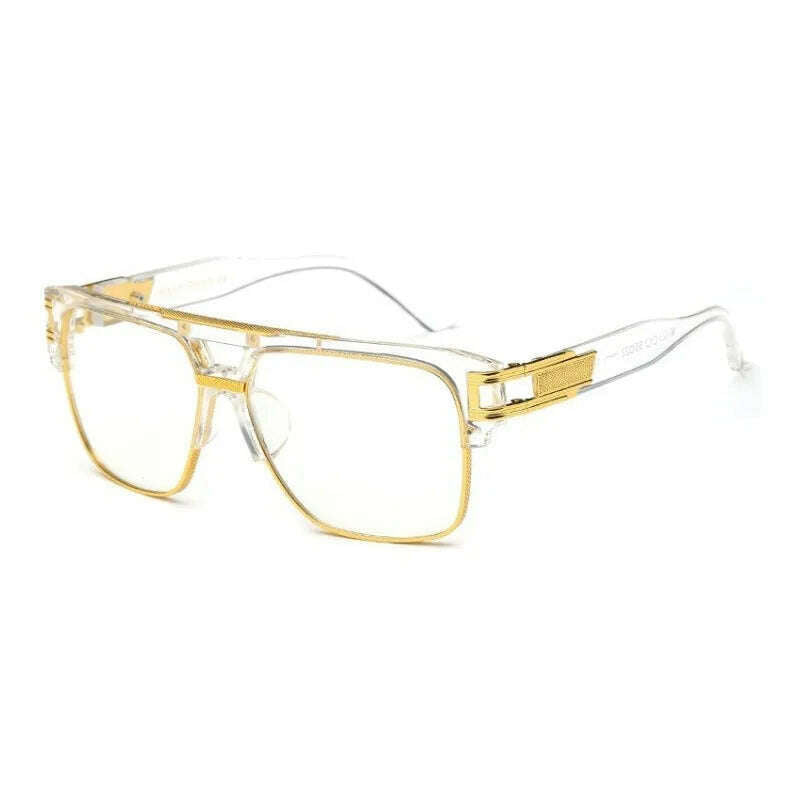 Classic Luxury Men Sunglasses Glamour Fashion Brand Sun Glasses For Women Mirrored Retro Vintage Square Designer Shades - KIMLUD
