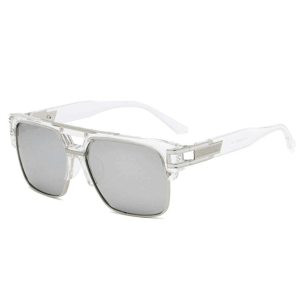 Classic Luxury Men Sunglasses Glamour Fashion Brand Sun Glasses For Women Mirrored Retro Vintage Square Designer Shades - KIMLUD