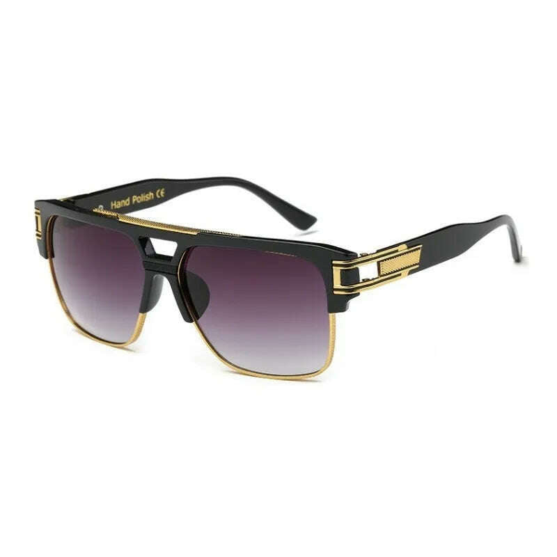 Classic Luxury Men Sunglasses Glamour Fashion Brand Sun Glasses For Women Mirrored Retro Vintage Square Designer Shades - KIMLUD