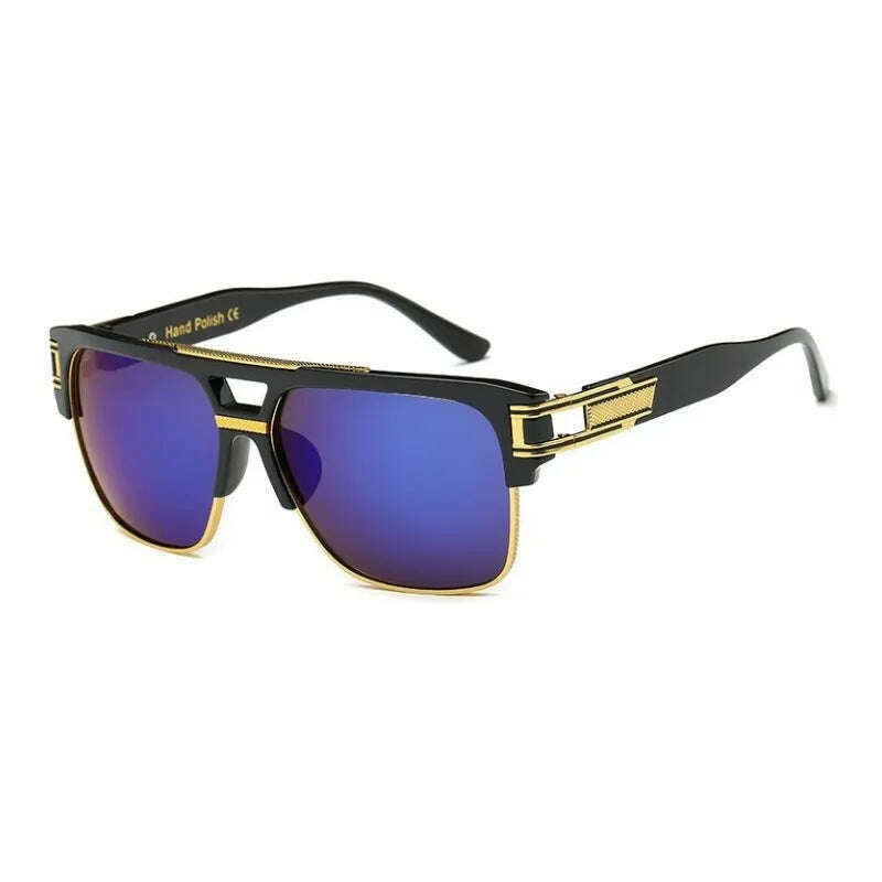 Classic Luxury Men Sunglasses Glamour Fashion Brand Sun Glasses For Women Mirrored Retro Vintage Square Designer Shades - KIMLUD