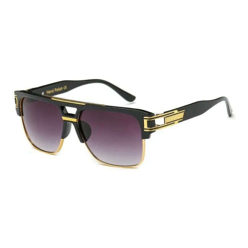 Classic Luxury Men Sunglasses Glamour Fashion Brand Sun Glasses For Women Mirrored Retro Vintage Square Designer Shades - KIMLUD