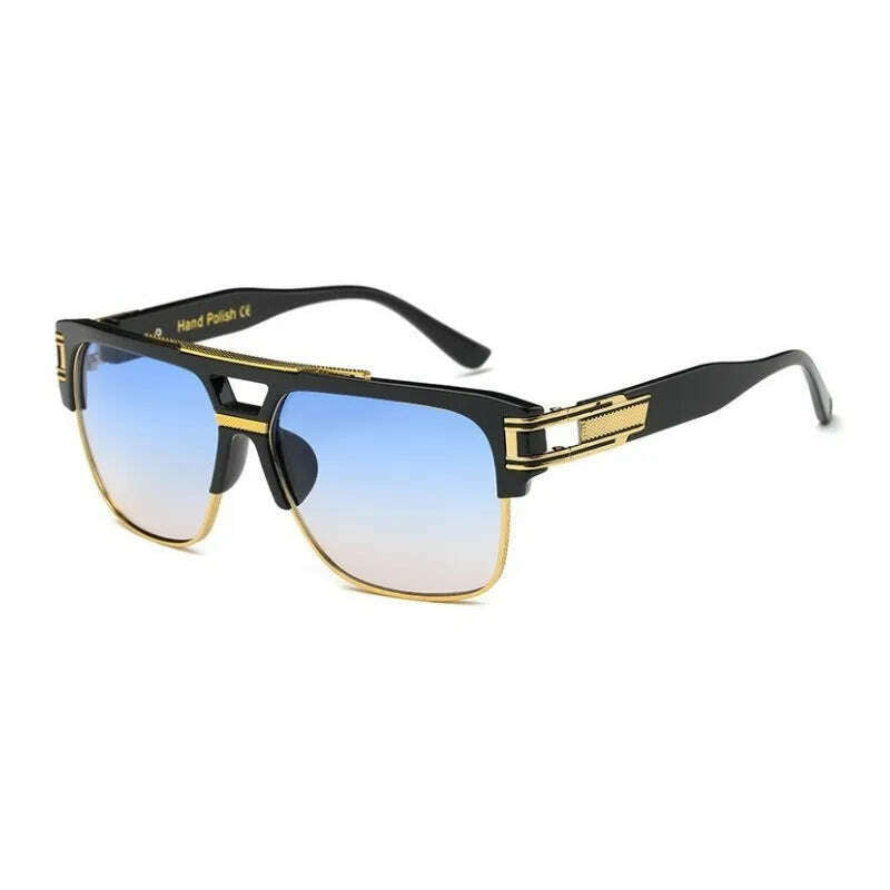 Classic Luxury Men Sunglasses Glamour Fashion Brand Sun Glasses For Women Mirrored Retro Vintage Square Designer Shades - KIMLUD