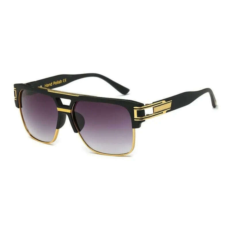 Classic Luxury Men Sunglasses Glamour Fashion Brand Sun Glasses For Women Mirrored Retro Vintage Square Designer Shades - KIMLUD