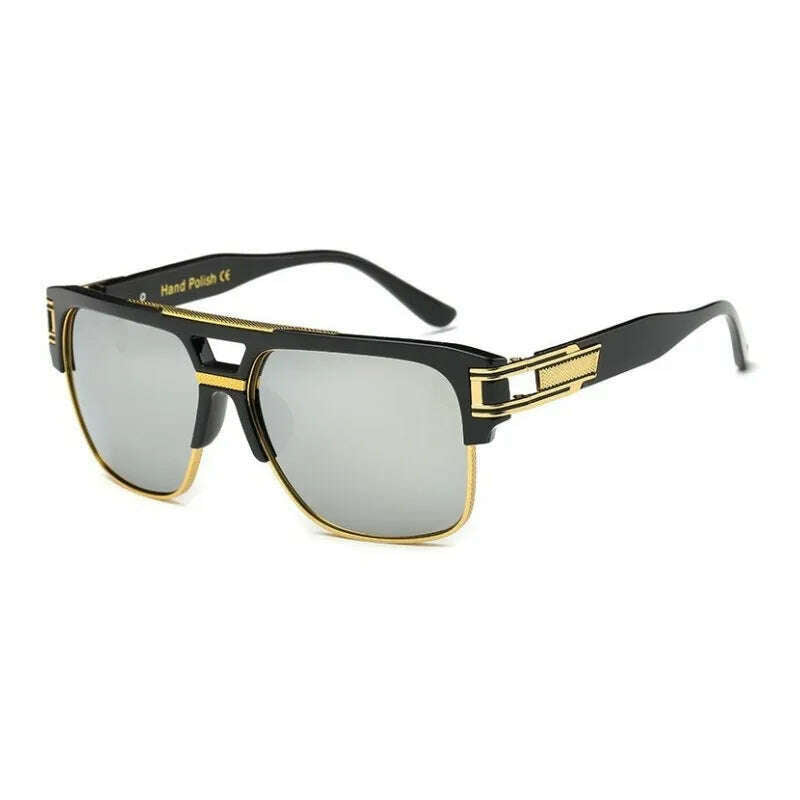 Classic Luxury Men Sunglasses Glamour Fashion Brand Sun Glasses For Women Mirrored Retro Vintage Square Designer Shades - KIMLUD