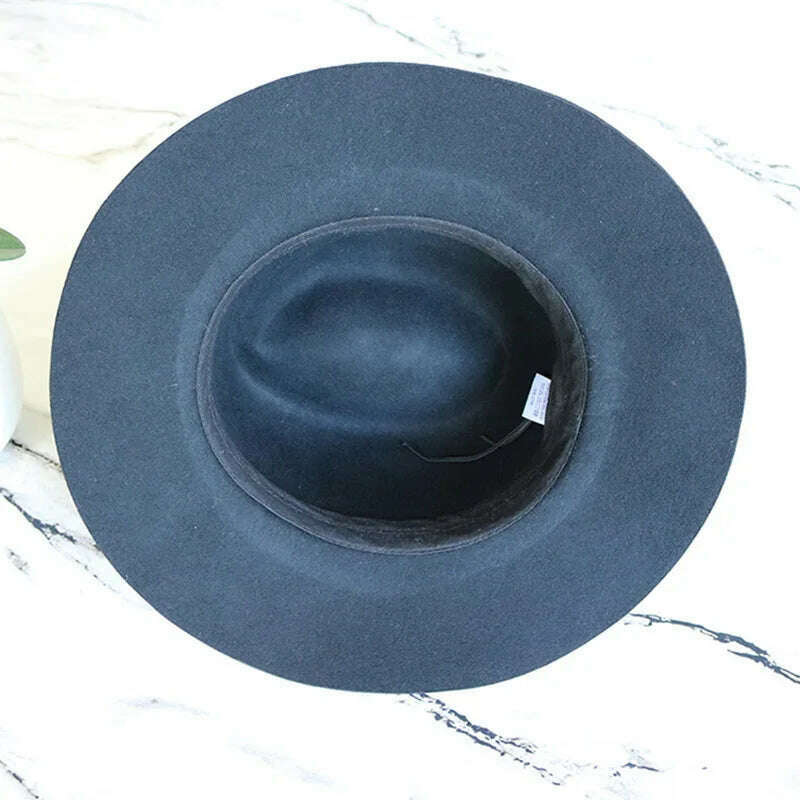 KIMLUD, Classical Black Wide Brim Women Hat Wool Fedora Hat Ladies Panama Cloche Hat for Wedding Dress Derby Church Hats Warm, KIMLUD Women's Clothes