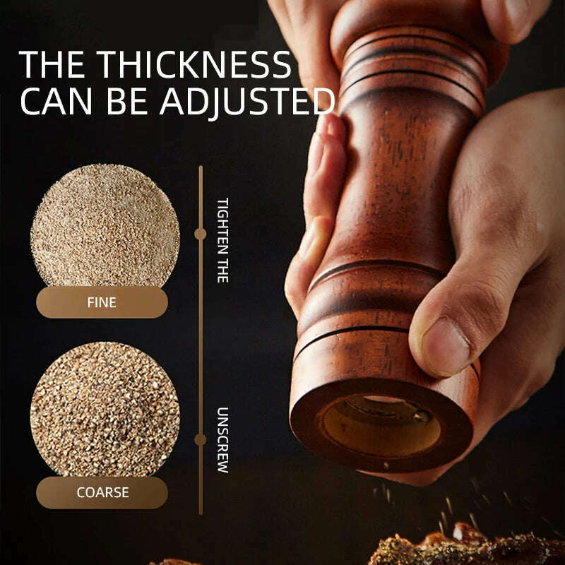 Classical Oak Wood Pepper Spice Mill Grinder Set Handheld Seasoning Adjustable Mills Grinder Ceramic Grinding Core Tools Set - KIMLUD