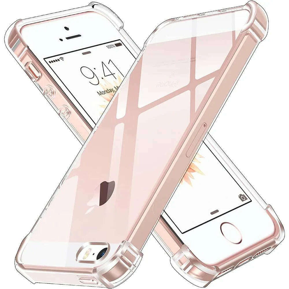KIMLUD, Clear Case For iPhone 5 5s SE 2016 SE 2022 Thick Shockproof Soft Silicone Phone Cover for iPhone 14 Pro 13 12 11 X XS Max 6 7 8, For iPhone SE 2016 / Transparent, KIMLUD Womens Clothes