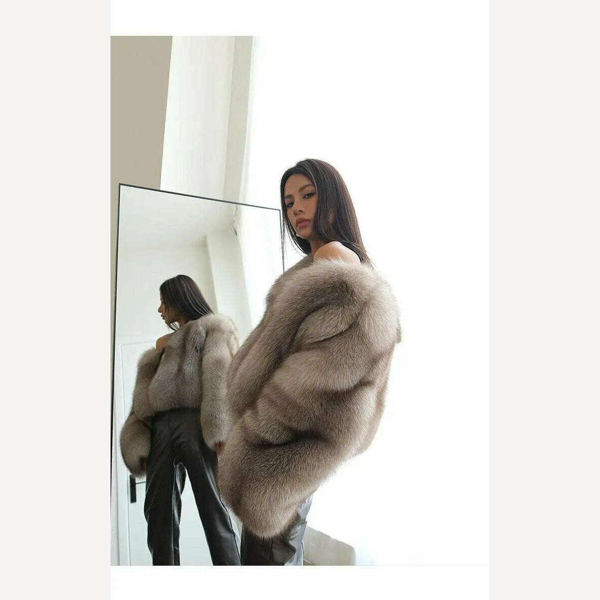 KIMLUD, Coffee Fox Fur Jacket Women Winter Fashion Warm Fluffy Real Fur Outertwear Natural Luxury Fox Fur Coat Lady, KIMLUD Womens Clothes